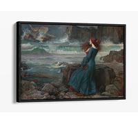 CanvasArtShop- JOHN WILLIAM WATERHOUSE, MIRANDA THE TEMPEST- FLOAT EFFECT FRAMED CANVAS WALL ART PICTURE PRINT (BLACK, 36x24)