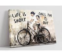 CanvasArtShop Life Is Short Chill Duck Out Wall Graffiti Art Print Artwork Wrapped Canvas Not Banksy (18in x 12in / 45cm x 30cm)