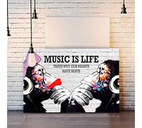 CanvasArtShop MONKEY DJ BANKSY MUSIC IS LIFE CANVAS STREET WALL ART PRINT ARTWORK GORILLA (36in x 24in / 91cm x 60cm)