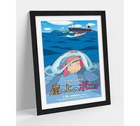 CanvasArtShop -PONYO ANIME MOVIE JAPANESE POSTER REPRODUCTION PRINT- PREMIUM WALL ART FRAMED PICTURE PRINTS - 3 COLOURS - 4 SIZES (A2, BLACK)