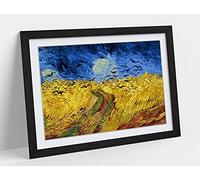 CanvasArtShop- VINCENT VAN GOGH WHEATFIELD WITH CROWS- PREMIUM WALL ART FRAMED PICTURE PRINTS - 3 COLOURS - 4 SIZES (OAK, A3)