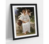 CanvasArtShop -WILLIAM BOUGUEREAU, WHISPERINGS OF LOVE- PREMIUM WALL ART FRAMED PICTURE PRINTS - 3 COLOURS - 4 SIZES (UNFRAMED, A4)