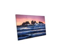 CanvasGeeks Bandon Beach Layers Beach Sunset Canvas Wall Art Picture Print in Pink | Size: W36" x H24" x D40mm CanvasGeeks Pink W36" x H24" x D40mm