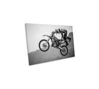 CanvasGeeks Battle of Transcendence Motor Bike Sports Canvas Wall Art Picture Print in Grey | Size: W24" x H16" x D20mm CanvasGeeks Grey W24" x H16" x D20mm