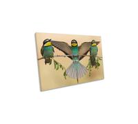 CanvasGeeks Bee-Eaters Trio Birds Wildlife Canvas Wall Art Picture Print in Beige | Size: W18" x H12" x D20mm CanvasGeeks Beige W18" x H12" x D20mm