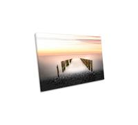CanvasGeeks Breaking the Wave Seascape Sunset Orange Canvas Wall Art Picture Print | Size: W24" x H16" x D20mm CanvasGeeks Orange W24" x H16" x D20mm