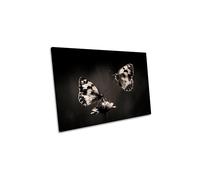 CanvasGeeks Butterflies Floral Nature Canvas Wall Art Picture Print in Black | Size: W36" x H24" x D40mm CanvasGeeks Black W36" x H24" x D40mm