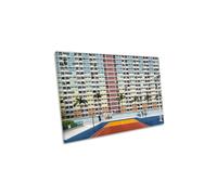 CanvasGeeks Choi Hung Estate Basketball Hong Kong Architecture Canvas Wall Art Picture Print | Size: W36" x H24" x D40mm CanvasGeeks Multicolor W36" x H24" x D40mm