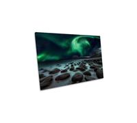 CanvasGeeks Dragon's Fly Northern Lights Green Canvas Wall Art Picture Print | Size: W24" x H16" x D20mm CanvasGeeks Green W24" x H16" x D20mm