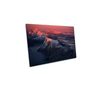 CanvasGeeks Here Live Dragons Lofoten Norway Landscape Canvas Wall Art Picture Print in Red | Size: W24" x H16" x D20mm CanvasGeeks Red W24" x H16" x D20mm