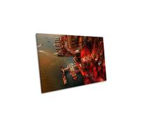 CanvasGeeks Hong Kong City Skyscrapers Abstract Red Canvas Wall Art Picture Print | Size: W30" x H20" x D20mm CanvasGeeks Red W30" x H20" x D20mm