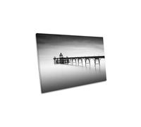 CanvasGeeks Liminal Land Pier Jetty Coast Canvas Wall Art Picture Print in Grey | Size: W18" x H12" x D20mm CanvasGeeks Grey W18" x H12" x D20mm