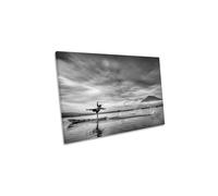 CanvasGeeks Man Behind the Fishing Net Canvas Wall Art Picture Print in Grey | Size: W24" x H16" x D20mm CanvasGeeks Grey W24" x H16" x D20mm