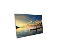 CanvasGeeks Morning Strike Fishing Asia Sunset Canvas Wall Art Picture Print in Blue | Size: W18" x H12" x D20mm CanvasGeeks Blue W18" x H12" x D20mm
