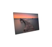 CanvasGeeks Palafitte Abandoned Pier Jetty Pink Seascape Canvas Wall Art Picture Print | Size: W24" x H16" x D20mm CanvasGeeks Pink W24" x H16" x D20mm