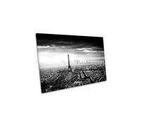 CanvasGeeks Paris City Skyline Black & White Canvas Wall Art Picture Print in Grey | Size: W18" x H12" x D20mm CanvasGeeks Grey W18" x H12" x D20mm