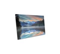 CanvasGeeks Pastel Hues Lake Matheson New Zealand Canvas Wall Art Picture Print | Size: W24" x H16" x D20mm CanvasGeeks Multicolor W24" x H16" x D20mm