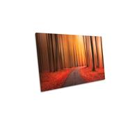 CanvasGeeks Path to Unknown Orange Abstract Forest Canvas Wall Art Picture Print | Size: W24" x H16" x D20mm CanvasGeeks Orange W24" x H16" x D20mm