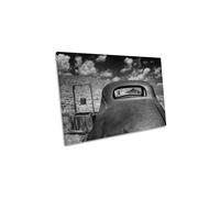 CanvasGeeks Prairie Home Farmhouse Abandoned Car Canvas Wall Art Picture Print in Grey | Size: W24" x H16" x D20mm CanvasGeeks Grey W24" x H16" x D20mm