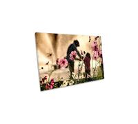CanvasGeeks Sight in the Memory Flowers Family Canvas Wall Art Picture Print in Pink | Size: W18" x H12" x D20mm CanvasGeeks Pink W18" x H12" x D20mm