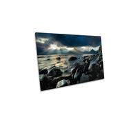 CanvasGeeks Skye Island Beach Rocks Coast Canvas Wall Art Picture Print in Blue | Size: W18" x H12" x D20mm CanvasGeeks Blue W18" x H12" x D20mm