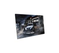 CanvasGeeks The Crime Scene Retro Police Classic Car Canvas Wall Art Picture Print | Size: W30" x H20" x D20mm CanvasGeeks Multicolor W30" x H20" x D20mm