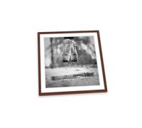 CanvasGeeks The Day We Went Jumping in Puddles Ballerina Framed Art Print Picture Square Wall Artwork - (H)45cm x (W)45cm in Walnut CanvasGeeks Walnut