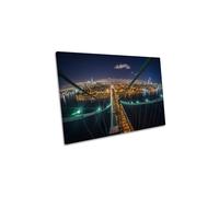 CanvasGeeks The Williamsburg Bridge New York City Canvas Wall Art Picture Print in Blue | Size: W24" x H16" x D20mm CanvasGeeks Blue W24" x H16" x D20mm