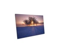 CanvasGeeks Winter Frosty Morning Sunset Lake Canvas Wall Art Picture Print | Size: W24" x H16" x D20mm CanvasGeeks Multicolor W24" x H16" x D20mm