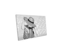CanvasGeeks Zig the Zag Fashion Hat Model Canvas Wall Art Picture Print in Grey | Size: W36" x H24" x D40mm CanvasGeeks Grey W36" x H24" x D40mm