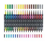 CANVASTRA Dual-Tip Art Markers, Set of 36, No Bleeding, Multicolor, Fine & Brush Tips, Adult Coloring Book Markers