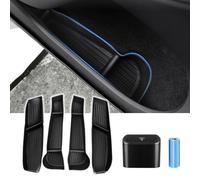 Canvcle Car Door Side Storage Box and Trash Can for 2020-2024 2025 Tesla Model Y Accessories Front Rear Door Insert Tray Organizer Door Slot Storage Protector Garbage Bin with Trash Bags 6PCS