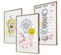 canvea canvea SpongeBob Poster Set - 3er Set Krusty Krab DinerLook Bilder für die Küche Popkultur