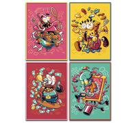 canvea canvea SpongeBob Poster Set - 4er Set im abstrakten Krustypants Stil - Kunstvolle DIN A4 Bilder von SpongeBob, Patrick, Thaddäus & Mr. Krabs - Popkultur