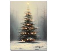 Canviburst Vintage Christmas Canvas Wall Art Pine Tree Prints Botanical Poster Winter Scene Forest Landscape Snow Painting Xmas Rustic Pictures Farmhouse Decor for Dorm Living Room 8x12in Unframed
