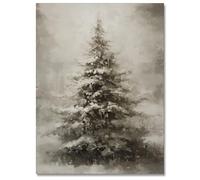 Canviburst Vintage Christmas Canvas Wall Art Pine Tree Prints Botanical Poster Winter Scene Forest Landscape Snow Painting Xmas Rustic Pictures Farmhouse Decor for Dorm Living Room 16x24in Unframed