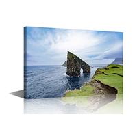 Canvs Wall Art North Atlantic Ocean Faroe Islands Framed Artwork Landscape Canvas Print for Living Room Bedroom Home Decorations Wall Decor Large 8x12inch (20x30cm)