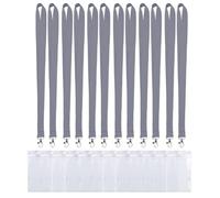 CANWELUX 12-Pack Gray Lanyard with ID Holder - Durable Neck Strap for Work Badges, School ID, Cruise Cards, Office & Events(Gray, 12 Pack)