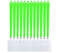 CANWELUX Bright Neon Green Lanyard for ID Badges, Lanyard with Anti-Lost ID Holders for Cruise (Neon Green,12Pack)