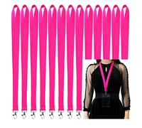 CANWELUX Bright Neon Lanyard (Neon Hot Pink, 100PCS NO ID Holder) with Anti-Lost ID Holders Fluorescent Cruise Lanyard for Waterproof ID Badges Holder