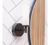 Canya Single IP44 Rated Bathroom Frosted Reeded Glass Wall Light with LED Bulb ValueLights Black One Size