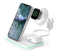CANYON 3 in 1 Wireless Charging Station Apple Phone Watch and Airpods Charger Compatible with Apple Watch Airpods iPhone Wireless Charger for Qi Devices Adapter 18W Touch Control Backlight White