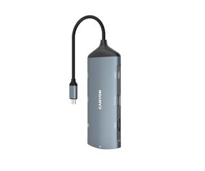 Canyon 8 Port USB-C Hub DS-15 - Universal Hub for Windows, MAC OS and Google Chromecast - 4 Card Readers, USB & Ethernet for Data Transfer