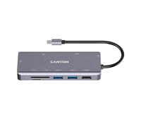 Canyon 9 Port USB-C Hub DS-11 - Universal Hub for USB-C Computers, Tablets & Smartphones - SD/Micro SD Cards, USB, Ethernet & HDMI for Data Transfer
