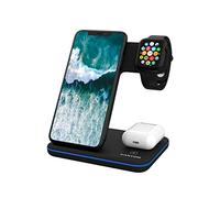 CANYON Apple Charging Station 3 in 1 Charger iPhone Apple Watch Airpods Charging Station Compatible with Qi Devices Adapter 18W Touch Backlight Control Black
