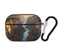 Canyon at Sunset AirPod Pro Case, Anti Scratch Hard PC Cover with Keychain, AirPod Pro 2nd/1st Case Accessories for Women Men, Black-Style