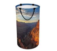 Canyon at Sunset Laundry Hamper with Handles Collapsible Round Laundry Basket Waterproof Dirty Clothes Hamper Lightweight Clothing Storage for Bathroom Bedroom Dorm
