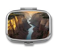 Canyon at Sunset Pill Box 2 Compartment Square Pill Box for Pocket Purse Portable Travel Medicine Tablet Vitamin Holder Organizer Mini Decorative Pill Case