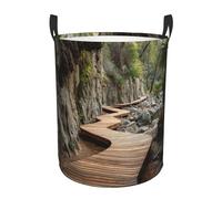 Canyon Boardwalk Printed Round Foldable Laundry Hamper With Handles, 38.1l/62.8l Large Waterproof Oxford Cloth Storage Basket Collapsible Dirty Clothes Bin For Bedroom, Bathroom, Dorm & Travel
