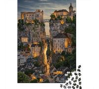 Canyon Cliff Castles 1000 Pcs Recycled Cardboard DIY Jigsaw Puzzle Valley Old Town Gift Couples Date Night Cognitive Stimulation Group Activity 52x38cm/1000pcs